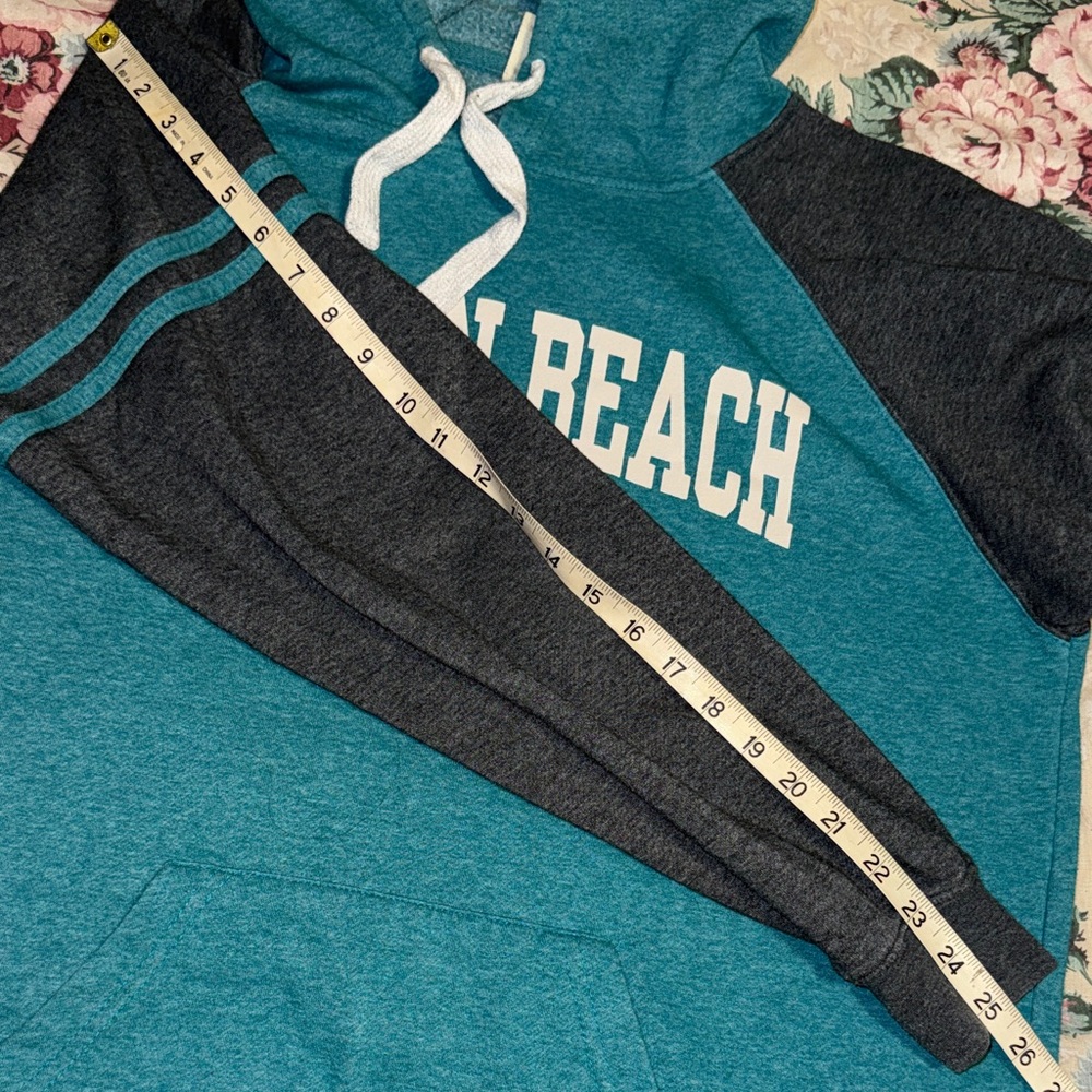 PNW Oregon Coast Teal and Gray Women's Hoodie - Picture 7 of 7